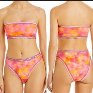 PQ Swim Del Mar Tie Dye Crochet Trim Bikini Set